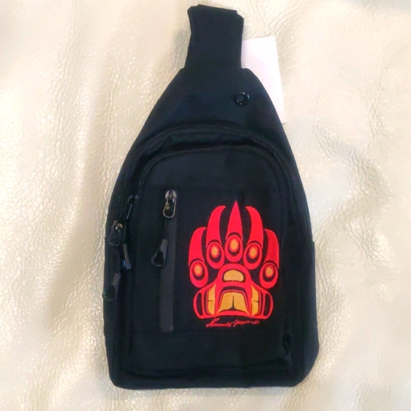'Paw' design by Francis Horne Sr., Coast Salish Sling Bag - Picture 1 of 5